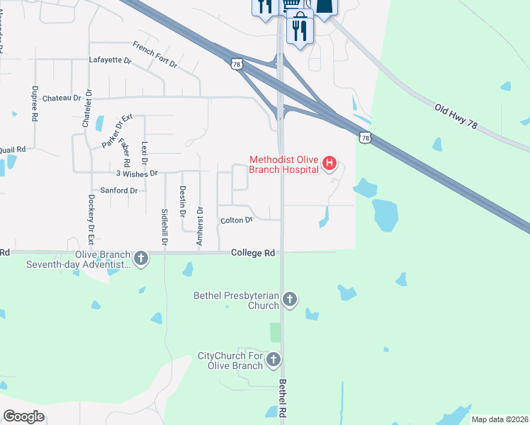 map of restaurants, bars, coffee shops, grocery stores, and more near 10944 Paul Coleman Drive in Olive Branch