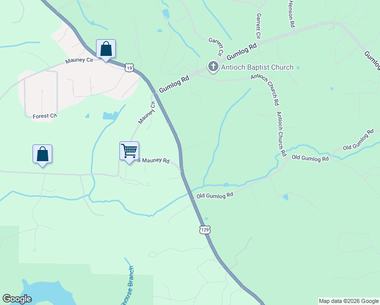 map of restaurants, bars, coffee shops, grocery stores, and more near 20 Gregory Lane in Blairsville