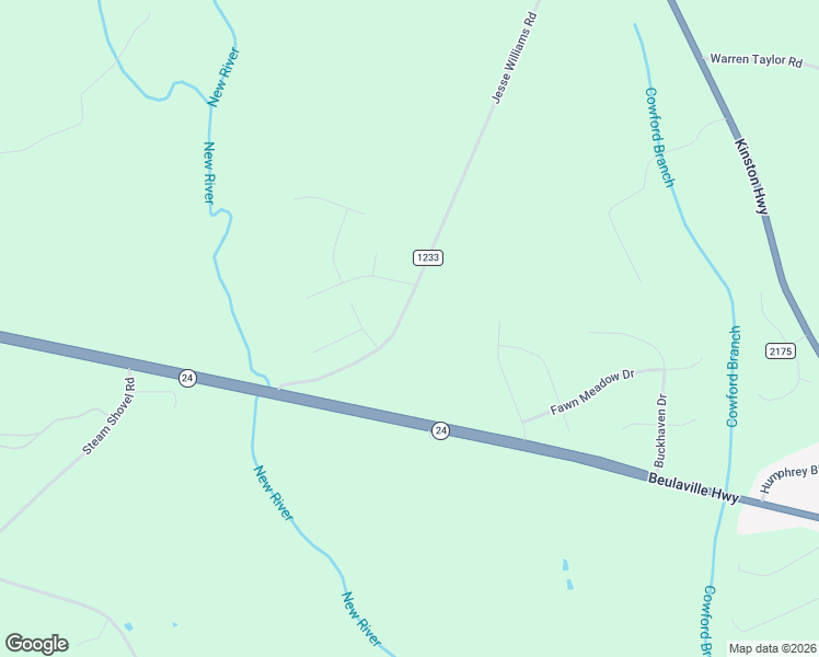 map of restaurants, bars, coffee shops, grocery stores, and more near 337 Jesse Williams Road in Richlands