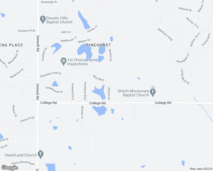 map of restaurants, bars, coffee shops, grocery stores, and more near 4141 Jessica Drive in Southaven