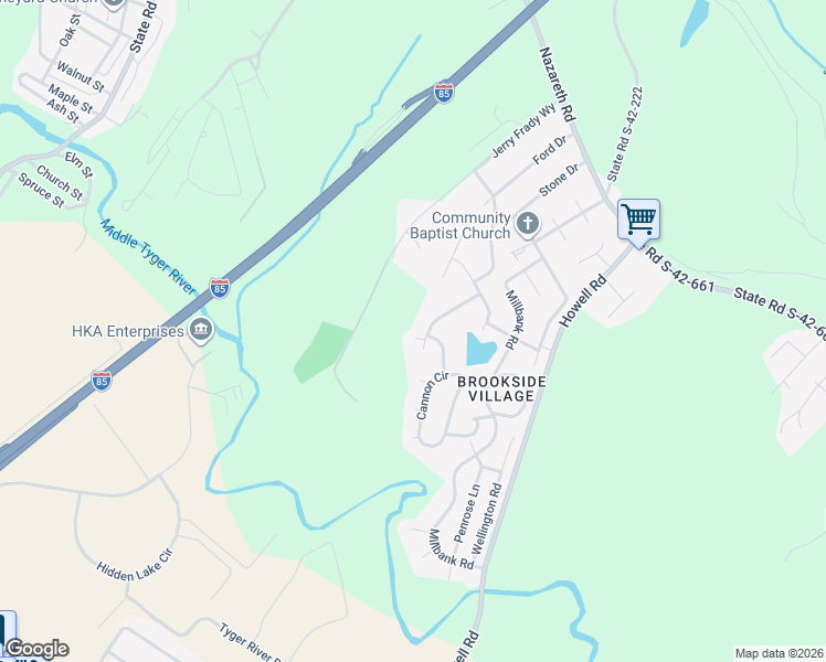 map of restaurants, bars, coffee shops, grocery stores, and more near 536 Craig Kropff Drive in Wellford