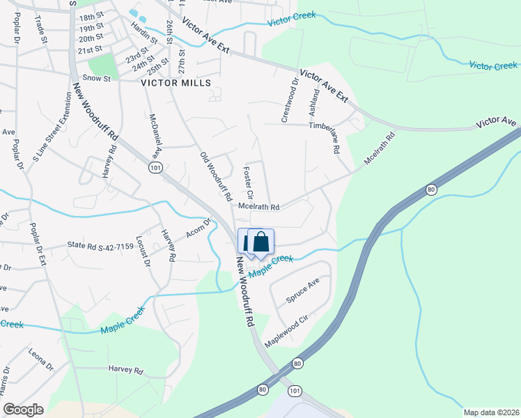 map of restaurants, bars, coffee shops, grocery stores, and more near 315 Foster Circle in Greer