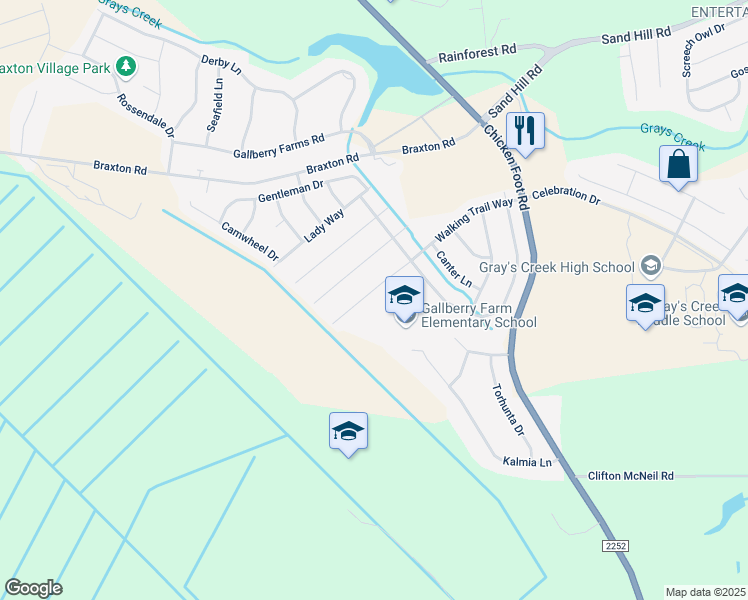 map of restaurants, bars, coffee shops, grocery stores, and more near 5731 Walking Trail Way in Hope Mills