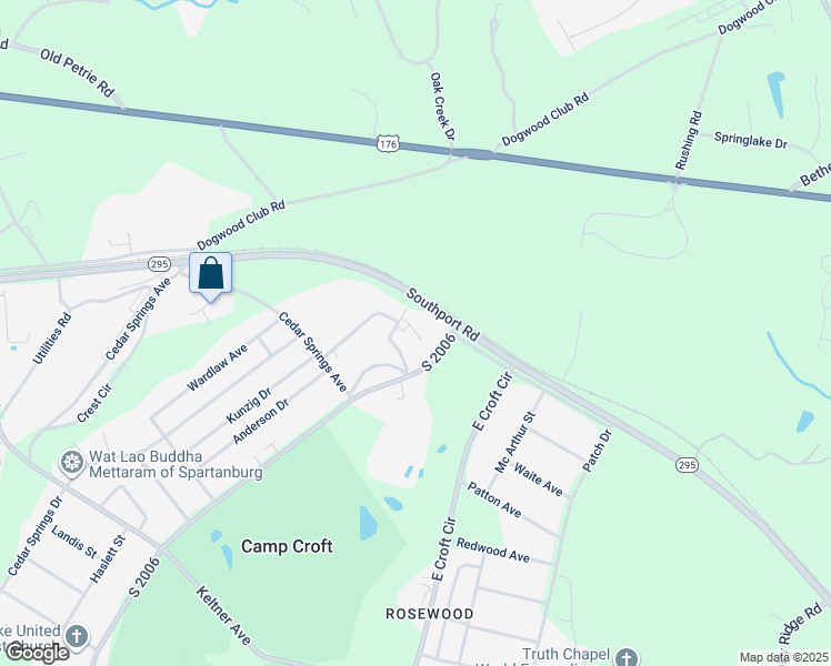 map of restaurants, bars, coffee shops, grocery stores, and more near 221 Headquarters Loop in Spartanburg
