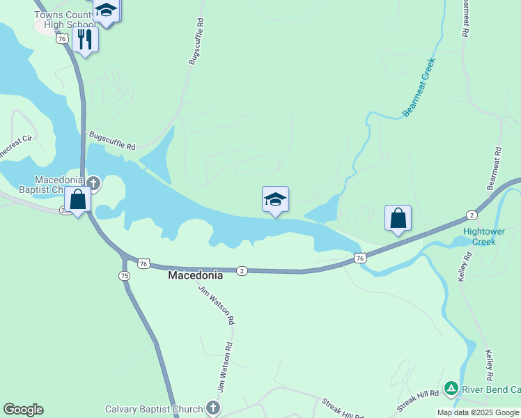 map of restaurants, bars, coffee shops, grocery stores, and more near 2003 Bend Of The Riv in Hiawassee