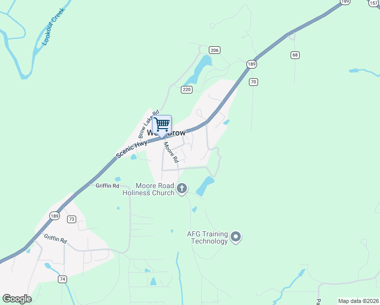 map of restaurants, bars, coffee shops, grocery stores, and more near 32 Franks Road in Lookout Mountain