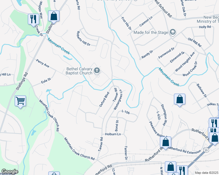 map of restaurants, bars, coffee shops, grocery stores, and more near 8 Wintergreen Lane in Taylors
