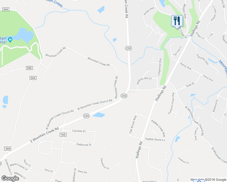 map of restaurants, bars, coffee shops, grocery stores, and more near 505 Mountain Creek Road in Greenville