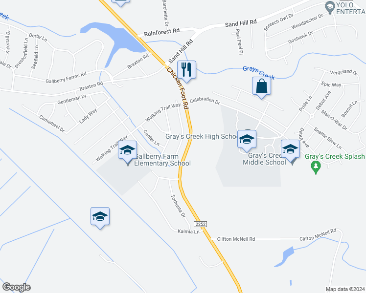map of restaurants, bars, coffee shops, grocery stores, and more near 1107 Thistle Gold Drive in Hope Mills