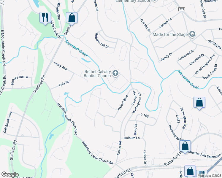map of restaurants, bars, coffee shops, grocery stores, and more near 31 Robin Hood Road in Taylors