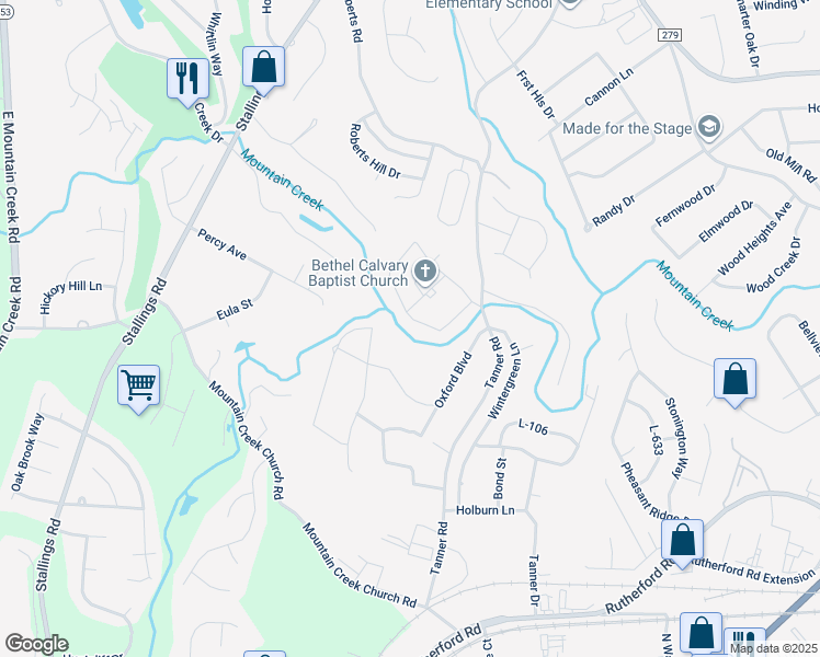 map of restaurants, bars, coffee shops, grocery stores, and more near 31 Robin Hood Road in Taylors