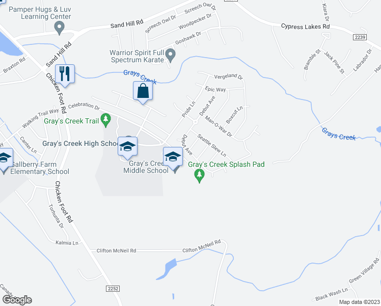 map of restaurants, bars, coffee shops, grocery stores, and more near 5309 Debut Avenue in Hope Mills