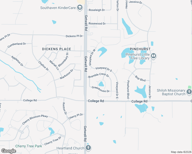 map of restaurants, bars, coffee shops, grocery stores, and more near 4183 Loganberry Cove in Southaven