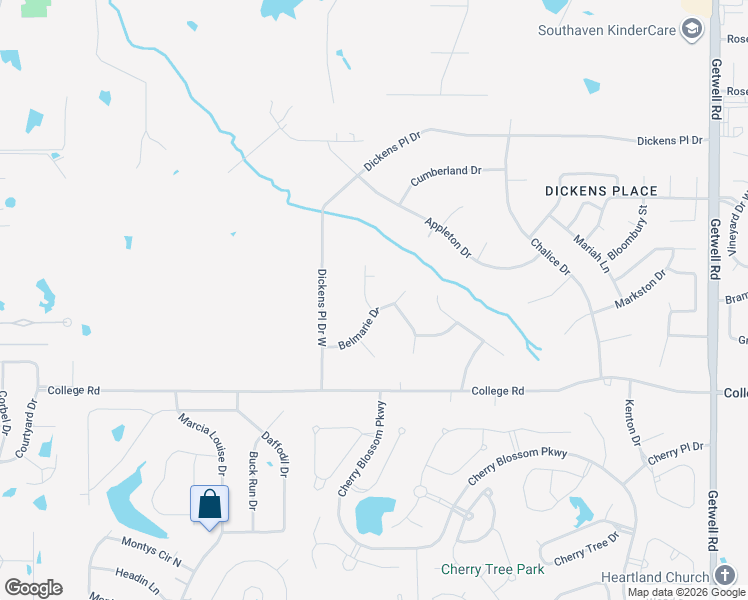 map of restaurants, bars, coffee shops, grocery stores, and more near 2152 Belmarie Drive in Southaven