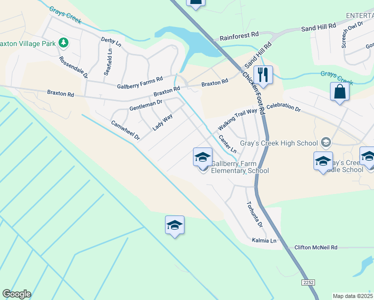 map of restaurants, bars, coffee shops, grocery stores, and more near 5724 Walking Trail Way in Hope Mills