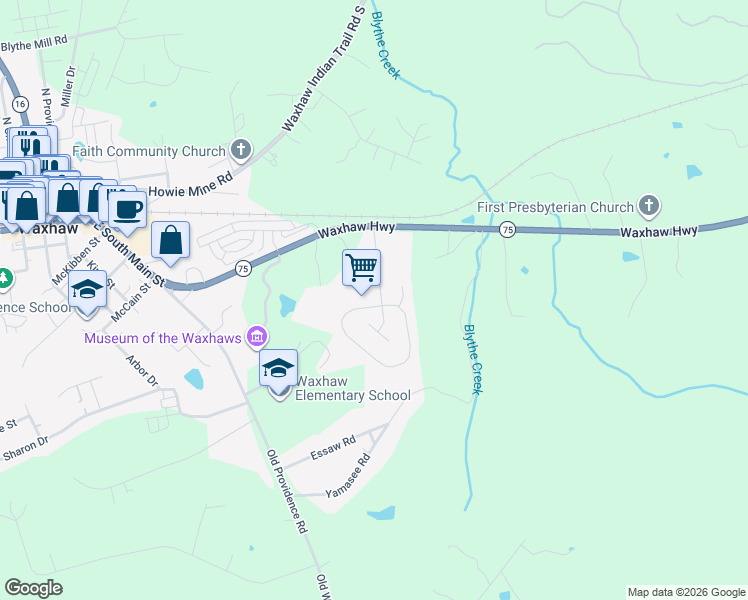 map of restaurants, bars, coffee shops, grocery stores, and more near 3618 Hermitage Place Drive in Marvin