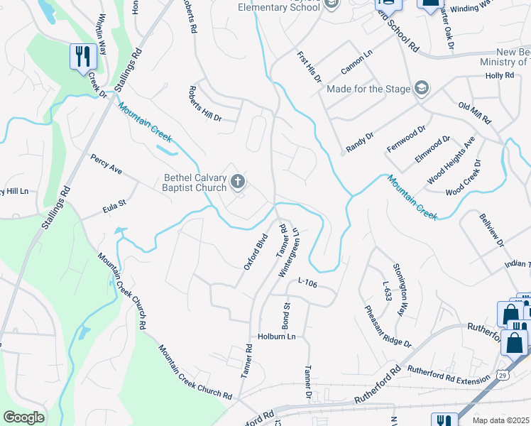 map of restaurants, bars, coffee shops, grocery stores, and more near 8 Wintergreen Lane in Taylors