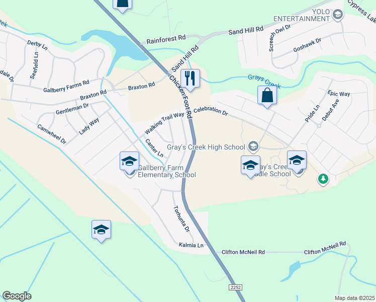 map of restaurants, bars, coffee shops, grocery stores, and more near 1045 Thistle Gold Drive in Hope Mills