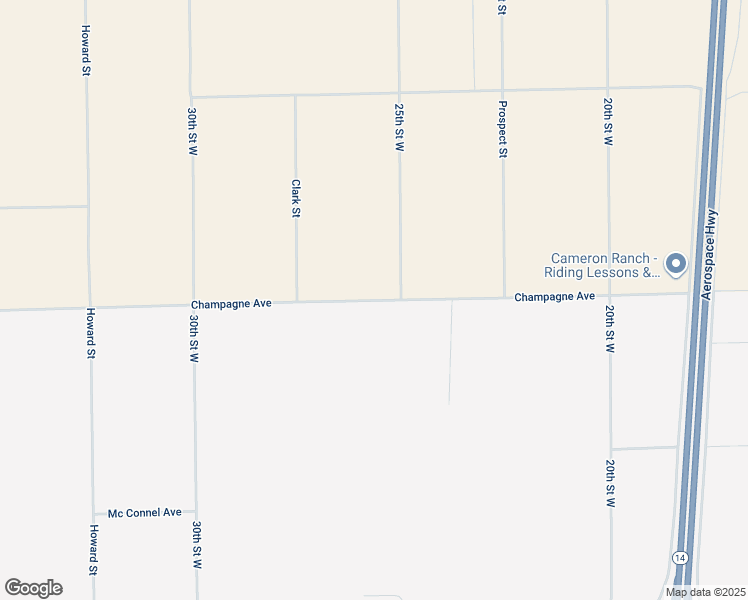 map of restaurants, bars, coffee shops, grocery stores, and more near Champagne Avenue in Rosamond