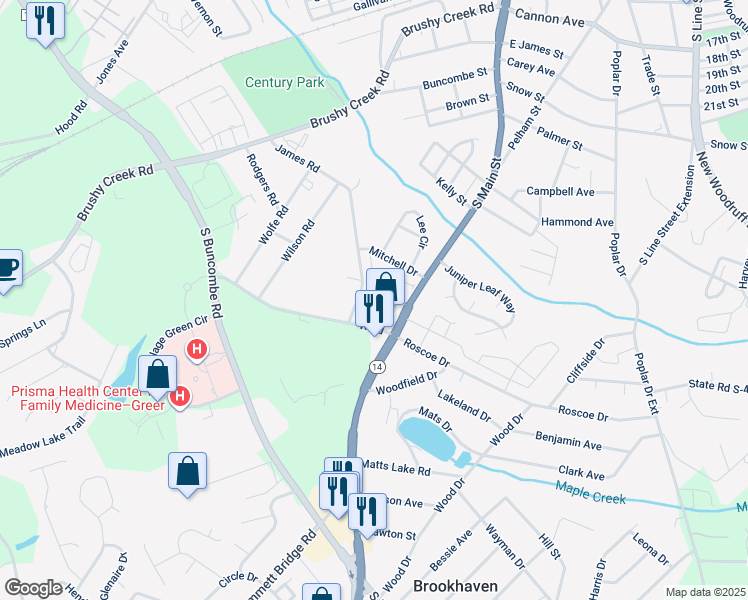 map of restaurants, bars, coffee shops, grocery stores, and more near 306 Hunt Glenn Court in Greer