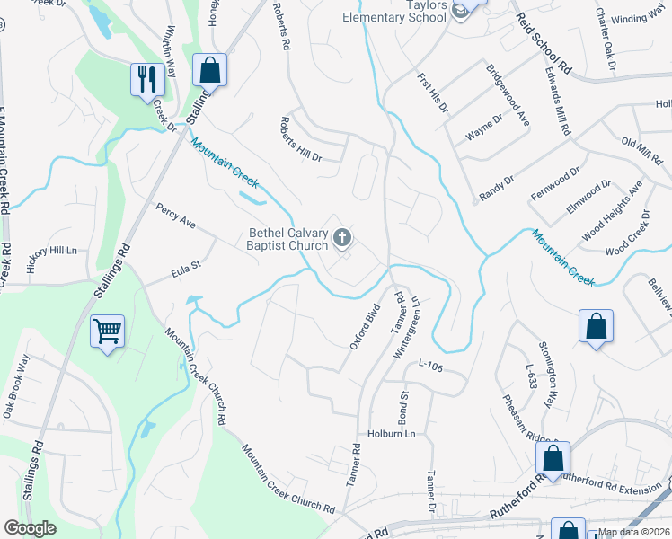 map of restaurants, bars, coffee shops, grocery stores, and more near 12 Easy Street in Taylors