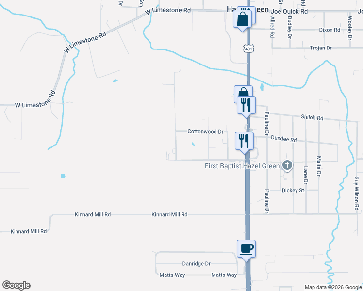 map of restaurants, bars, coffee shops, grocery stores, and more near 144 Townsend Road in Hazel Green
