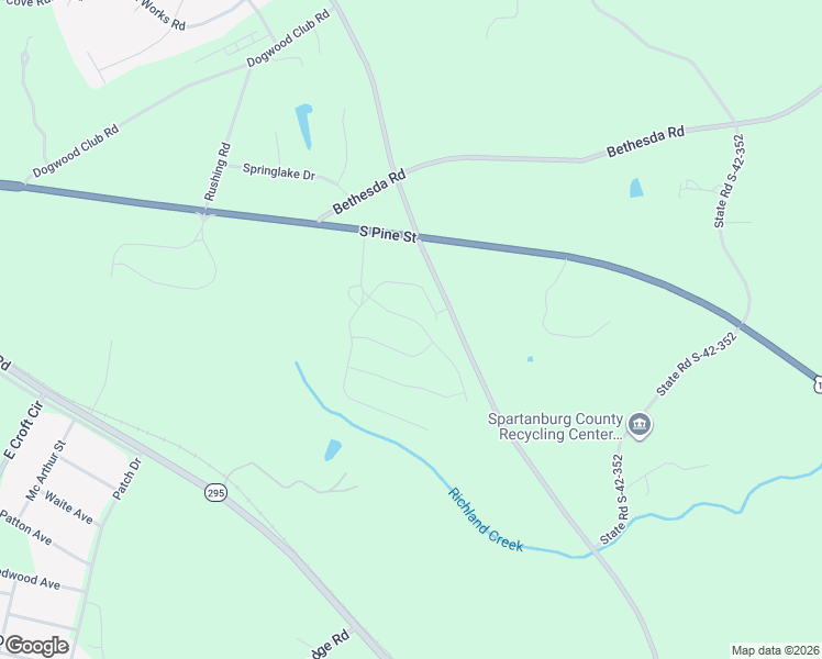 map of restaurants, bars, coffee shops, grocery stores, and more near 116 Sunrise Road in Spartanburg