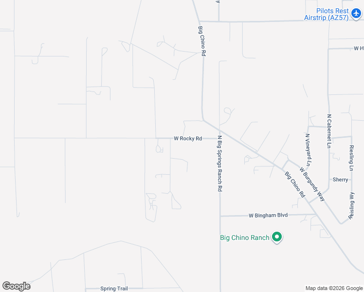 map of restaurants, bars, coffee shops, grocery stores, and more near 3225 West Rocky Road in Paulden