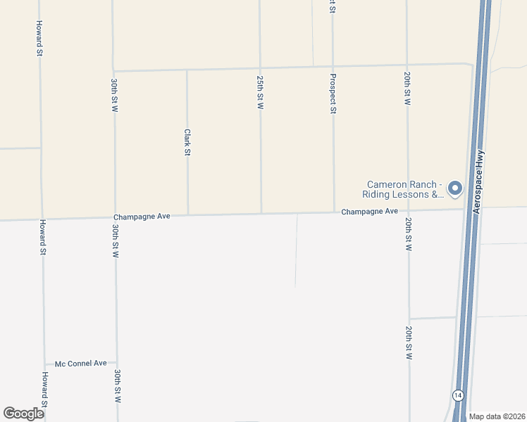 map of restaurants, bars, coffee shops, grocery stores, and more near 25th Street West in Mojave
