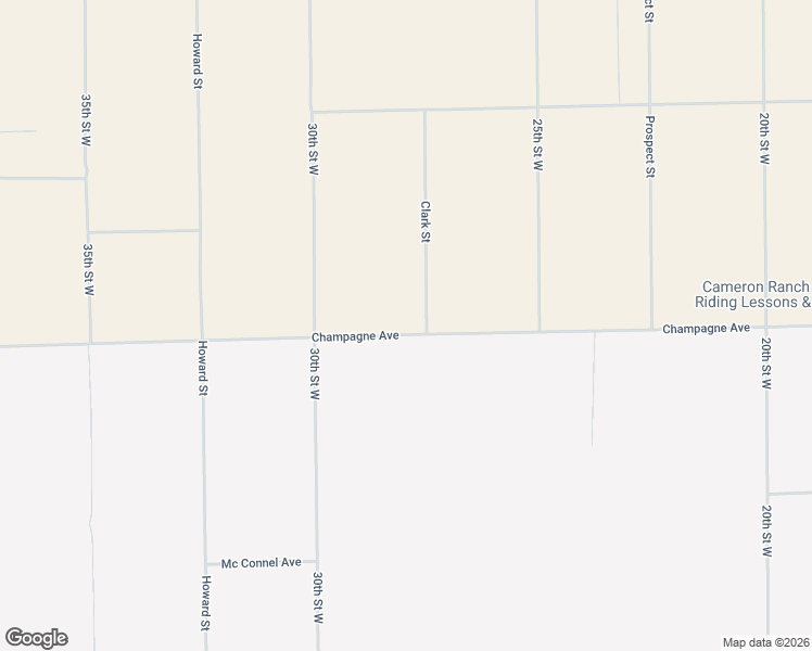 map of restaurants, bars, coffee shops, grocery stores, and more near Champagne Avenue in Rosamond