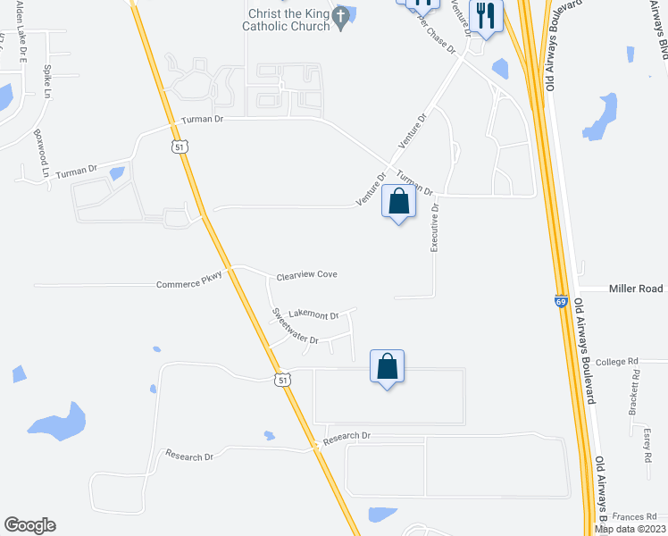 map of restaurants, bars, coffee shops, grocery stores, and more near 770 Clearview Cove in Southaven