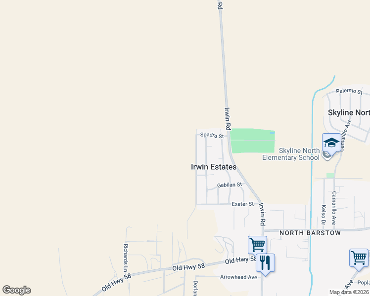 map of restaurants, bars, coffee shops, grocery stores, and more near 37000 Weston Avenue in Barstow