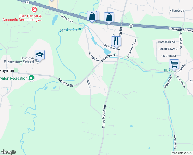 map of restaurants, bars, coffee shops, grocery stores, and more near 114 Summer Breeze Lane in Ringgold