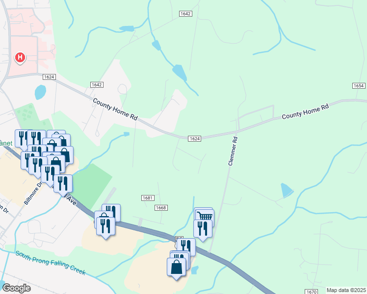map of restaurants, bars, coffee shops, grocery stores, and more near 105 Scotch Lane in Rockingham