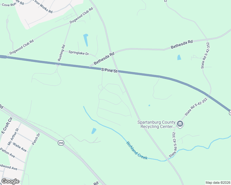 map of restaurants, bars, coffee shops, grocery stores, and more near 116 Sunrise Road in Spartanburg