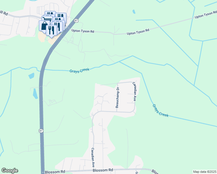 map of restaurants, bars, coffee shops, grocery stores, and more near 6022 Canadian Avenue in Hope Mills