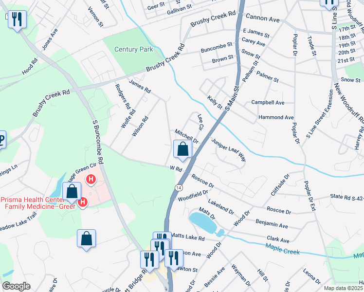 map of restaurants, bars, coffee shops, grocery stores, and more near 306 Hunt Glenn Court in Greer