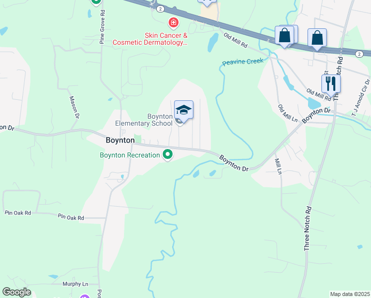 map of restaurants, bars, coffee shops, grocery stores, and more near 3938 Boynton Drive in Ringgold