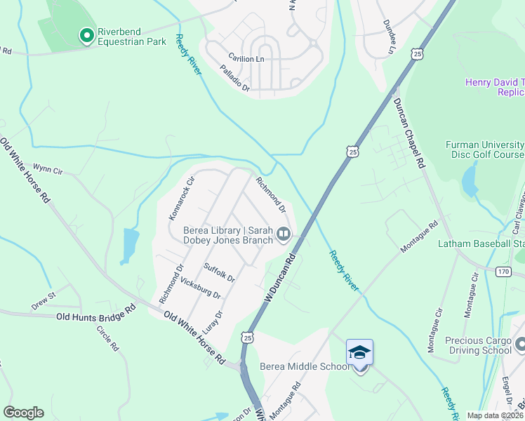 map of restaurants, bars, coffee shops, grocery stores, and more near 12 Tazewell Drive in Greenville