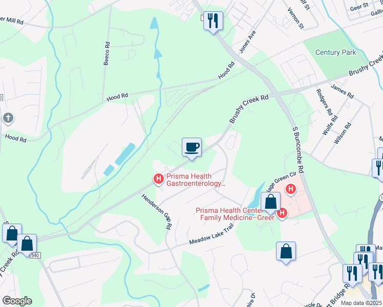 map of restaurants, bars, coffee shops, grocery stores, and more near 209 Quickstep Drive in Greer