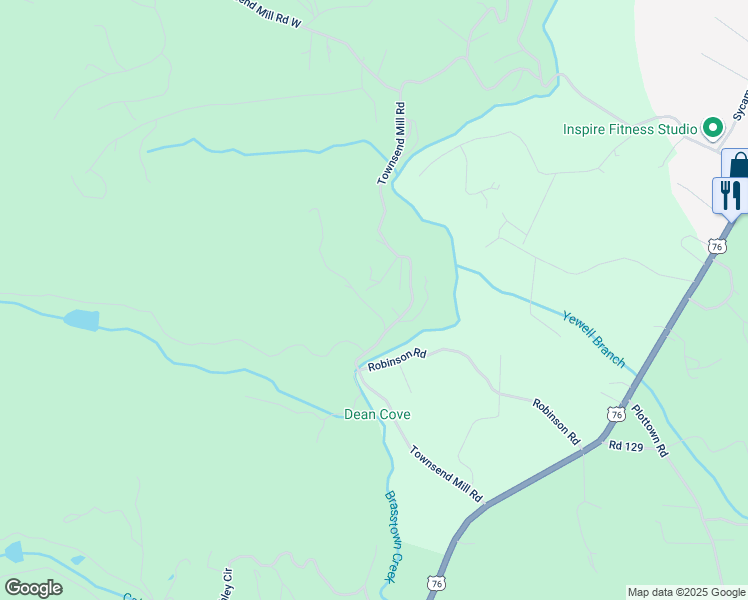 map of restaurants, bars, coffee shops, grocery stores, and more near 6171 West Laurel Lane in Young Harris