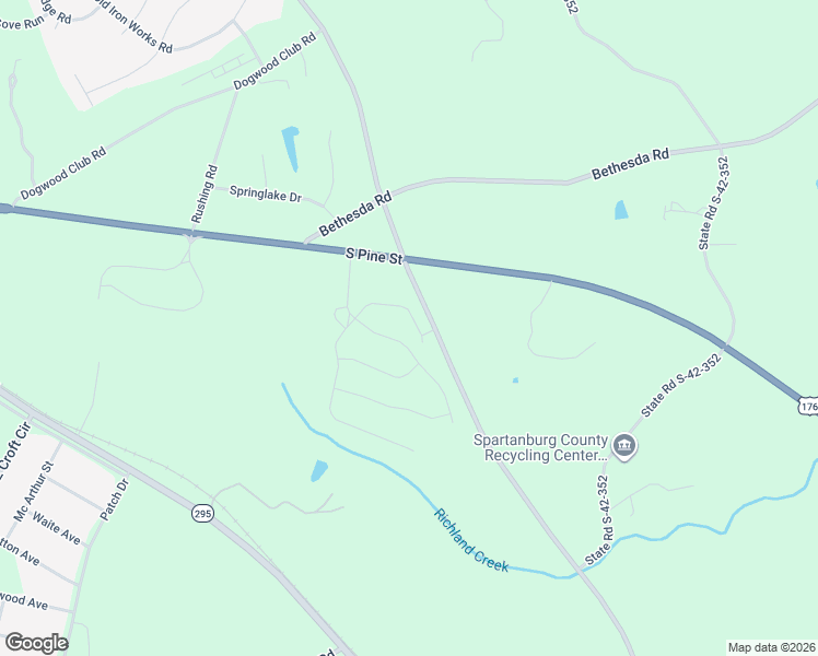 map of restaurants, bars, coffee shops, grocery stores, and more near 116 Sunrise Road in Spartanburg