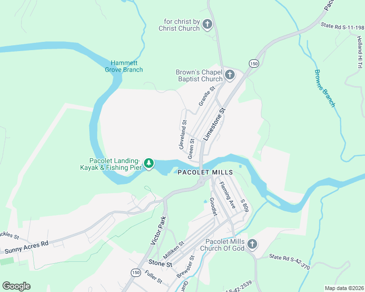map of restaurants, bars, coffee shops, grocery stores, and more near 1120 Cleveland Street in Pacolet