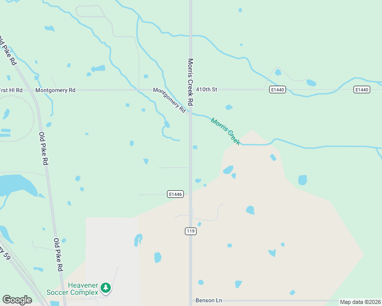map of restaurants, bars, coffee shops, grocery stores, and more near Morris Creek Road in Heavener