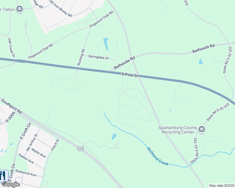 map of restaurants, bars, coffee shops, grocery stores, and more near 8 Summer Court in Spartanburg