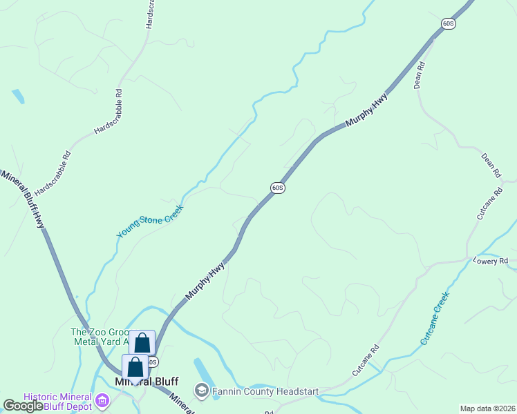 map of restaurants, bars, coffee shops, grocery stores, and more near 147 Georgia 60 Spur in Mineral Bluff