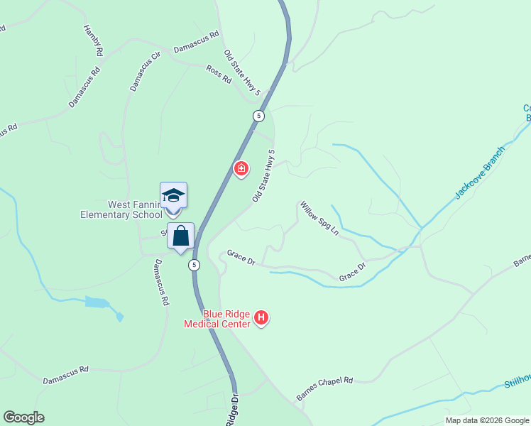 map of restaurants, bars, coffee shops, grocery stores, and more near 298 Walnut Way in Blue Ridge