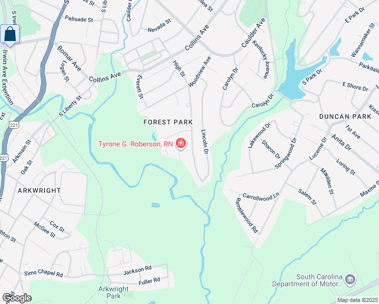 map of restaurants, bars, coffee shops, grocery stores, and more near 249 High Street in Spartanburg