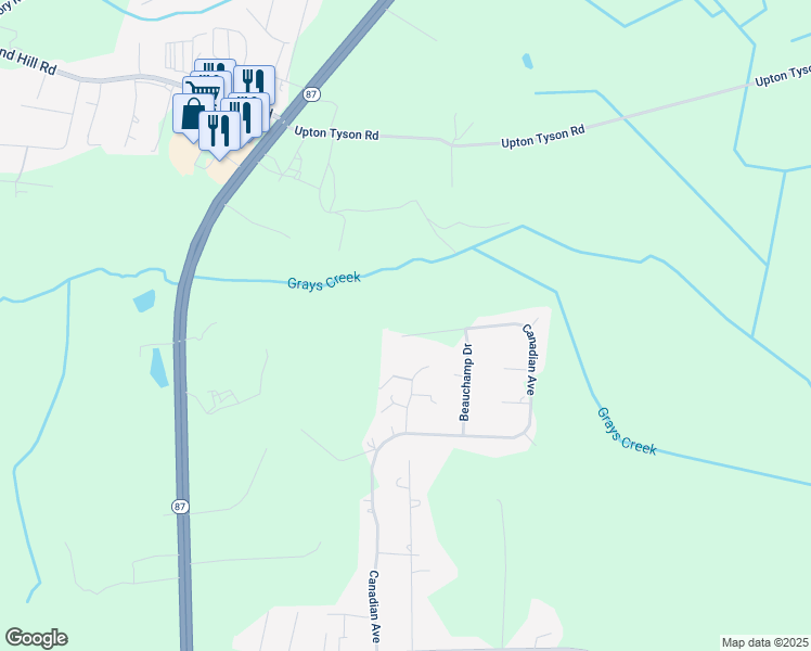 map of restaurants, bars, coffee shops, grocery stores, and more near 6008 Canadian Ave in Hope Mills