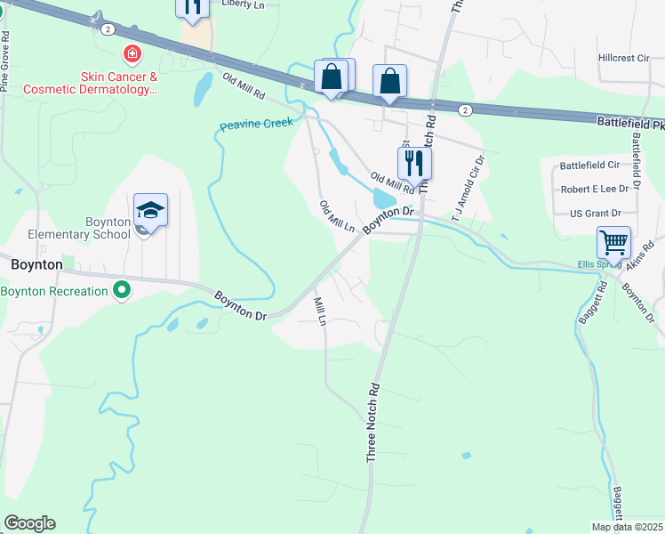 map of restaurants, bars, coffee shops, grocery stores, and more near 14 Summer Breeze Lane in Ringgold